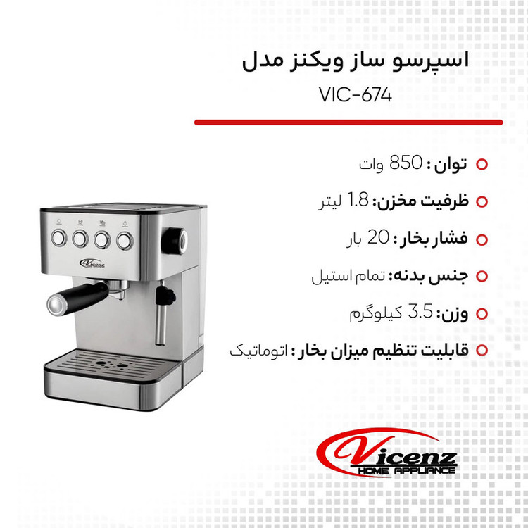 اسپرسو ساز ویکنز مدل VIC-674