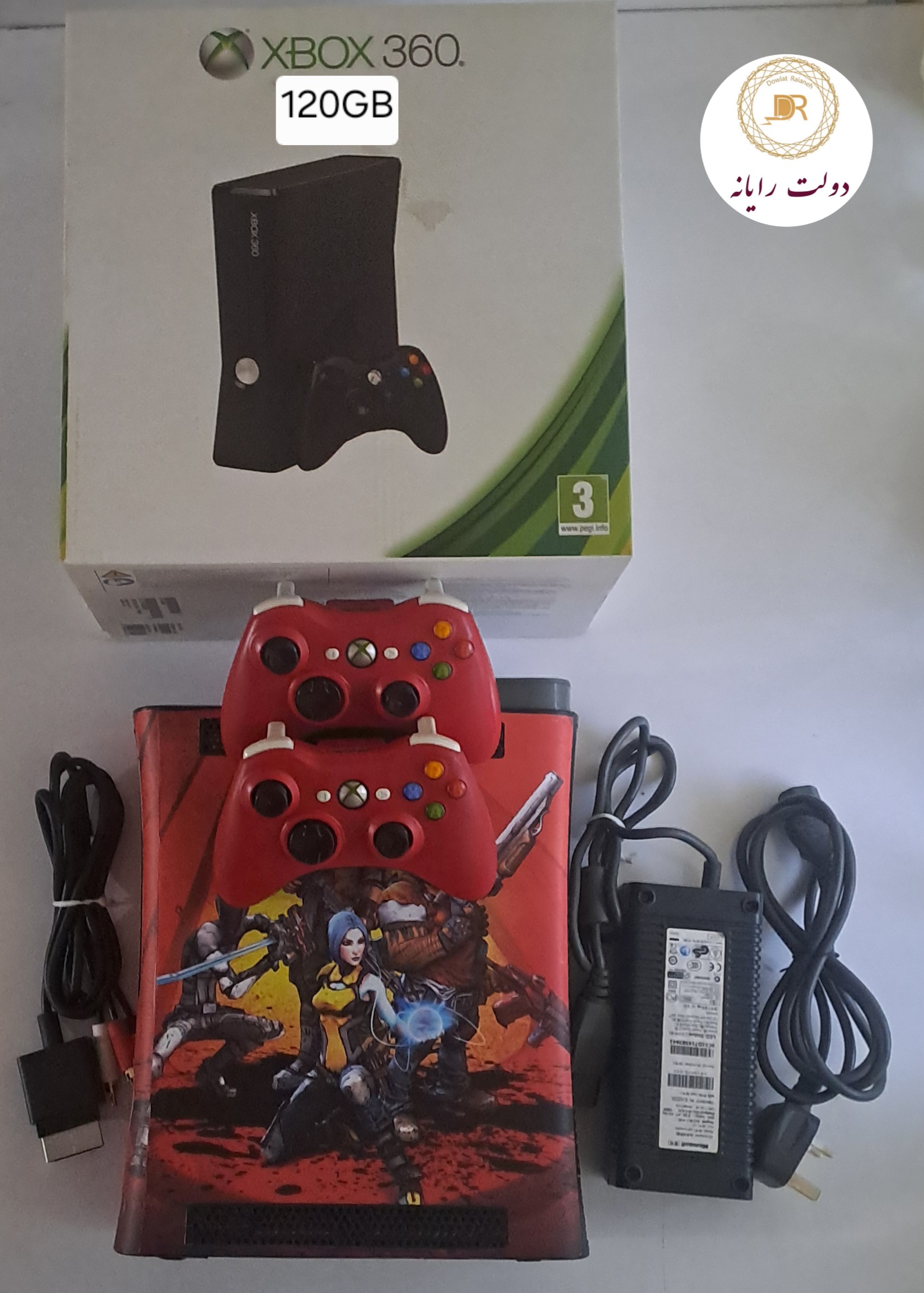 کنسول بازی مایکروسافت استوک Xbox 360 Elite با حافظه 120 گیگابایت فول بازی با اسکین بوردلند