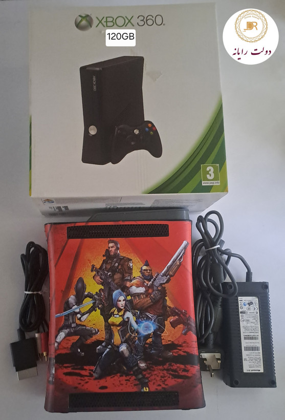 کنسول بازی مایکروسافت استوک Xbox 360 Elite با حافظه 120 گیگابایت فول بازی با اسکین بوردلند