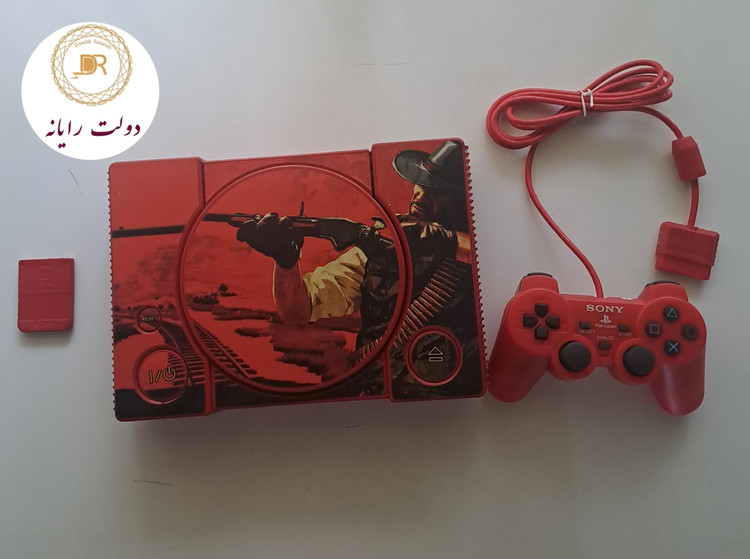 کنسول بازی سونی پلی استیشن 1 استوک کاستوم طرح Red Dead با یک دسته و مموری کارت و 2 عدد بازی هدیه