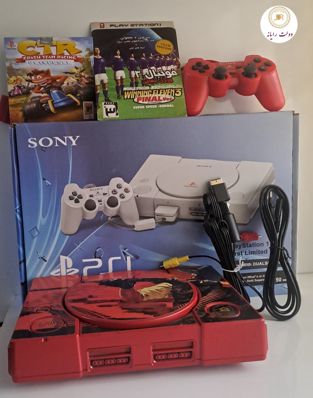کنسول بازی سونی پلی استیشن 1 استوک کاستوم طرح Red Dead با یک دسته و مموری کارت و 2 عدد بازی هدیه
